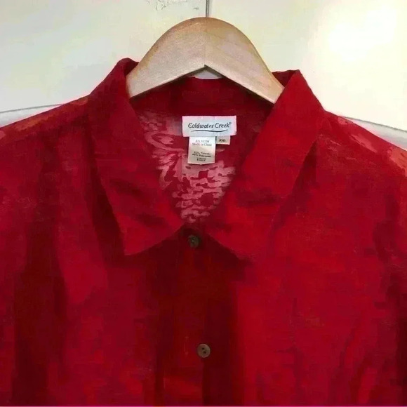 🌈 6/$60, Coldwater Creek Organza, Button Up, Long Sleeve, Sheer Blouse, 2X - Picture 6 of 6